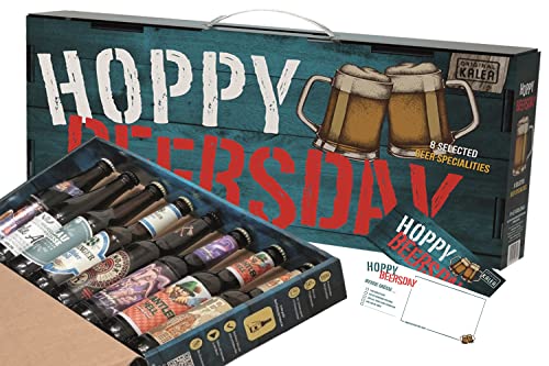 KALEA Hoppy Beersday | Bier Box mit Tragegriff | gefüllt mit 8 x 0,33l Biere | inkl. Grußkarte | Biergeschenk zu Ostern von Kalea