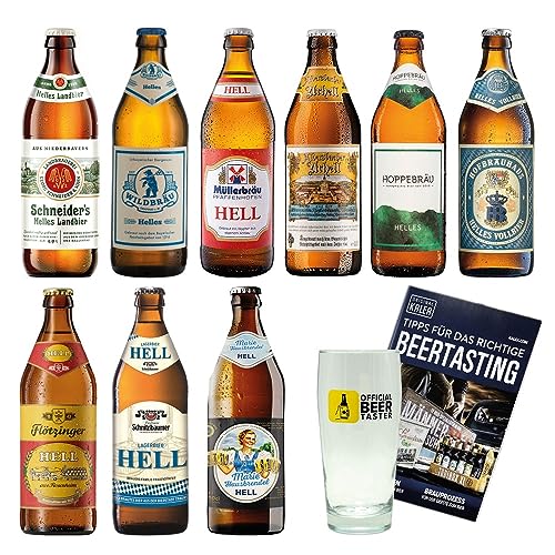 KALEA Bayern Bier-Mixbox | 9 x 0,5l bayrische Biere und 1 Willibecher im Official BeerTasting Design | Geschenk für jeden Bierliebhaber | Biergeschenk für Männer und Frauen von Kalea