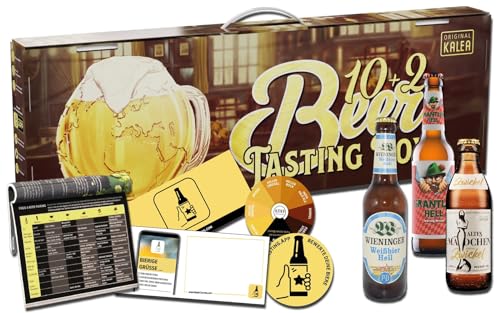 KALEA Beer Tasting Box | mit 10 x 0,33 l Bieren und 2 Verkostungsgläser | tolles Geschenk für alle Männer und Frauen | Bier-Spezialitäten von Privatbrauereien (10x0,33l Deutsche Biere + 2 Gläser) von Kalea