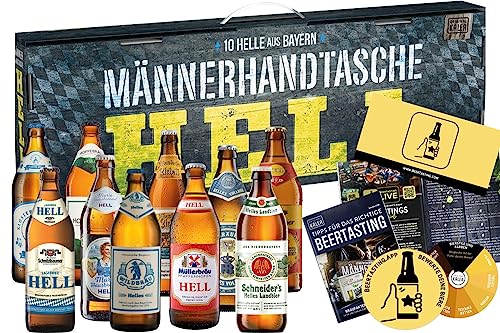 KALEA Männerhandtasche Hell | Beer Tasting Box mit 10 x 0,5l bayrisches Helles Bier | Biergeschenk zum Vatertag und Muttertag | für Männer und Frauen von Kalea