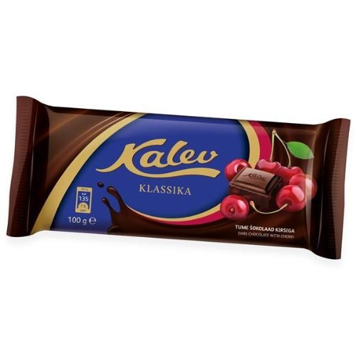 Dunkle Schokolade mit Kirsche (100 g) - Estnische marke Kalev [4er packung] von Kalev