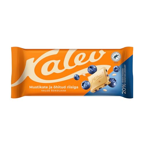 Weiße Schokolade mit Reis Crisp und Blaubeere (95g) Kalev aus Estland [Packung mit 18] von Kalev