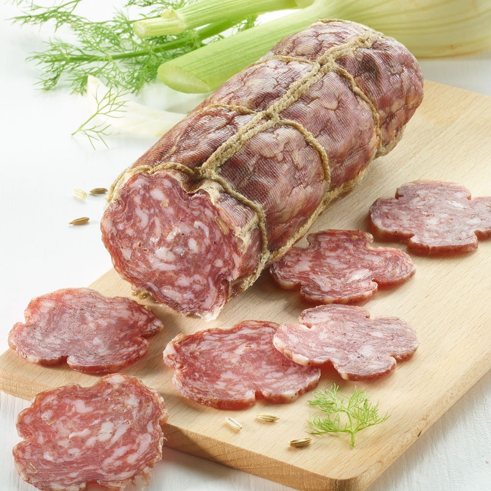 Fenchel-Salami mit Rotwein vom Bunten Bentheimer Schwein, im Stück von Kalieber