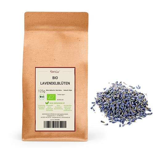 Kamelur Bio Lavendel getrocknet - 125g - Lavendelblüten Bio für einen Aromatischen Lavendeltee - in biologisch abbaubarer Verpackung von Kamelur