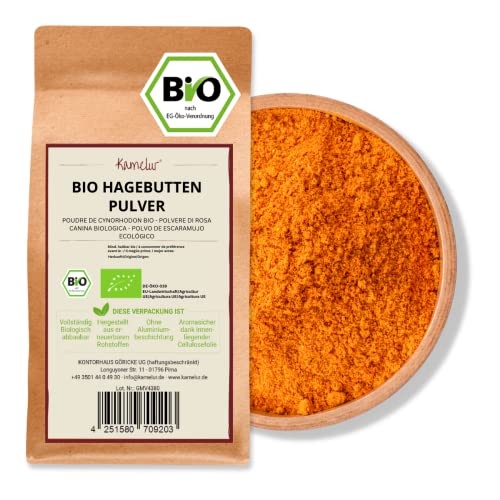 Kamelur Bio Hagebuttenpulver - 1kg - Rohkost Hagebuttenpulver Bio aus EU-Anbau ohne Zusätze von Kamelur