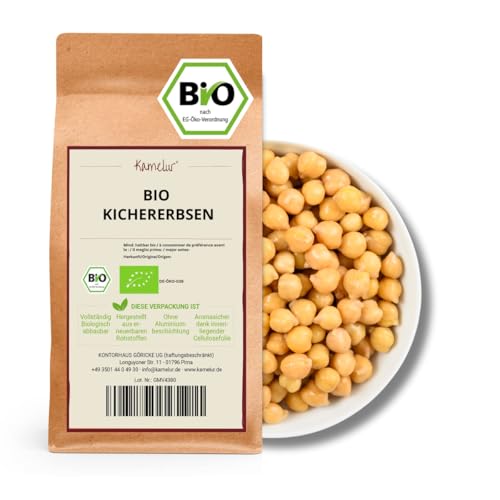 Kamelur Bio Kichererbsen getrocknet (1kg) - Hülsenfrüchte Bio im Vorratspack aus EU-Landwirtschaft von Kamelur