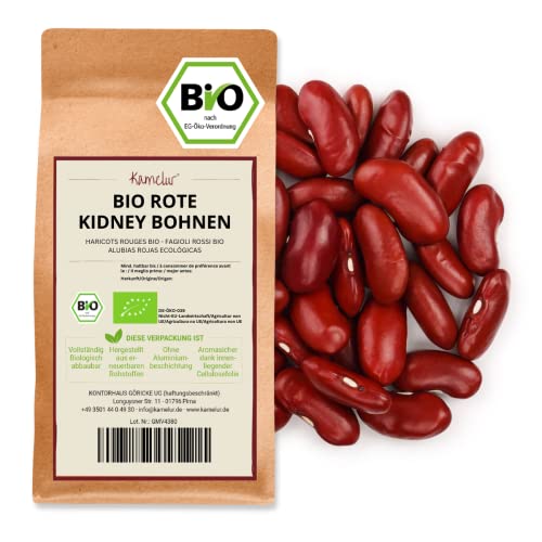 Kamelur 1kg BIO Kidneybohnen getrocknet rote Bohnen getrocknet & ohne Zusätze - Kidney Bohnen BIO in biologisch abbaubarer Verpackung von Kamelur