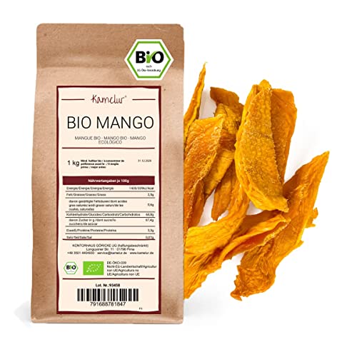 Kamelur 1kg BIO Mango getrocknet, ungeschwefelt und ungezuckert - getrocknete Mango (dried mango) ohne Zucker-Zusatz von Kamelur