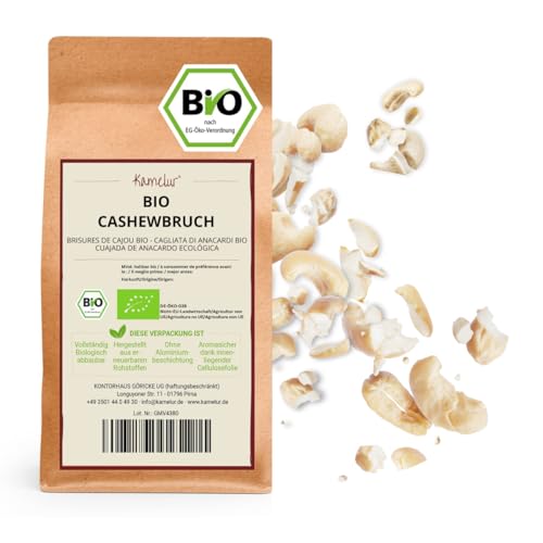 Kamelur 1kg BIO Cashewbruch natur - Cashewkerne unbehandelt und ohne Zusätze aus kontrolliert biologischem Anbau von Kamelur