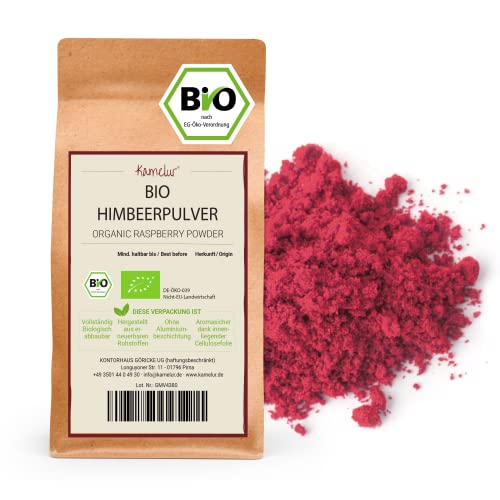 Kamelur Bio Himbeerpulver - 250g - Gemahlene Himbeeren gefriergetrocknet Bio in biologisch abbaubarer Verpackung von Kamelur