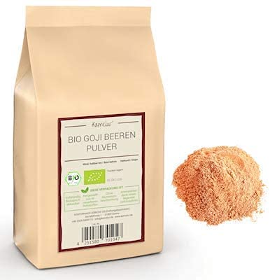 Kamelur 250g BIO Goji Pulver ohne Zusätze - reines Gojibeeren Pulver, BIO Fruchtpulver gefriergetrocknet - BIO Gojibeeren Smoothie Pulver in biologisch abbaubarer Verpackung von Kamelur