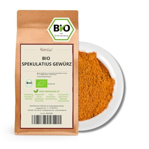 Kamelur 250g BIO Spekulatius Gewürz fein – beste Winter-Gewürze für Spekulatius, Lebkuchen und mehr - aromatisches BIO Spekulatiusgewürz in biologisch abbaubarer Verpackung von Kamelur