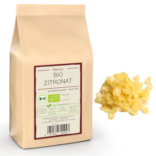250g BIO Zitronat Würfel zum Backen – Zitronat BIO ohne Aroma-Zusatz – BIO Citronat in biologisch abbaubarer Verpackung 250g BIO Zitronat Würfel zum Backen – Zitronat BIO ohne Aroma-Zusatz – BIO Citronat in biologisch abbaubarer Verpackung von Kamelur