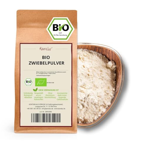 Kamelur BIO Zwiebelpulver - 250g - Zwiebeln getrocknet ohne Zusätze - hochwertiges Zwiebelpulver Bio - Zwiebel Pulver in biologisch abbaubarer Verpackung von Kamelur