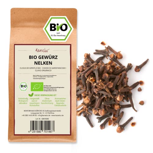 Kamelur 250g BIO Nelken ganz - aromatische BIO Gewürznelken, ohne Zusätze – Nelken BIO als perfektes Gewürz für Lebkuchen – BIO Gewürznelke in biologisch abbaubarer Verpackung von Kamelur