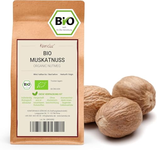 Kamelur Bio Muskatnuss Ganz - 250g (50-60 Stück) - handverlesene Muskatnüsse in Bio Qualität von Kamelur