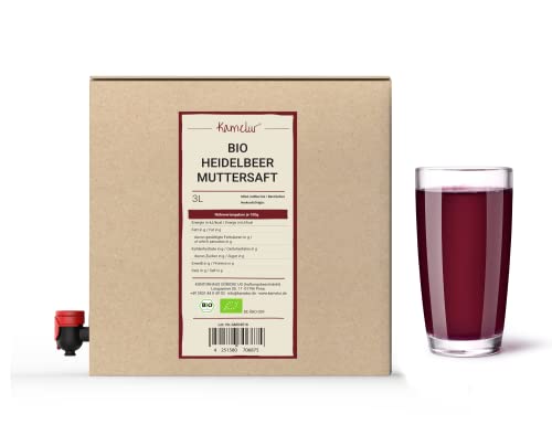 Kamelur 3 Liter BIO Heidelbeersaft - 100% Direktsaft aus reifen BIO Waldheidelbeeren, Heidelbeer Muttersaft ohne Zusätze - Blaubeersaft in praktischer Saftbox von Kamelur