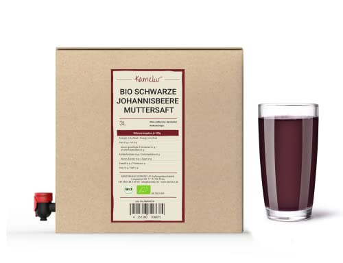 Kamelur 3 Liter BIO Schwarzer Johannisbeersaft - 100% Direktsaft aus schwarzen BIO Johannisbeeren, ohne Zusätze - Schwarze Johannisbeere BIO Muttersaft in praktischer Saftbox von Kamelur