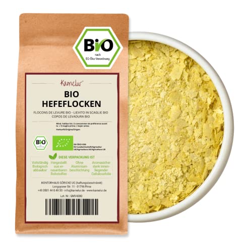 Kamelur 500g BIO Hefeflocken – Malz-Hefeflocken vegan, Bierhefeflocken als Würze für Parmesan & Käse vegan - Hefeflocken BIO in biologisch abbaubarer Verpackung von Kamelur