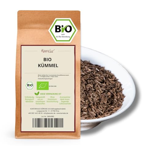 Kamelur 500g BIO Kümmel ganz - Hocharomatische ganze BIO Kümmelsamen, ohne Zusätze - perfekt als Kümmeltee - in biologisch abbaubarer Verpackung von Kamelur