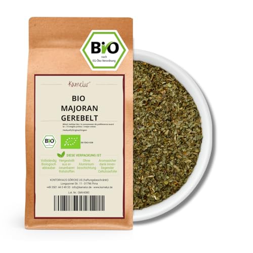 Kamelur 500g BIO Majoran getrocknet und gerebelt - aromatisches BIO Gewürz - ideal zum Würzen von Bratwurst - in biologisch abbaubarer Verpackung von Kamelur