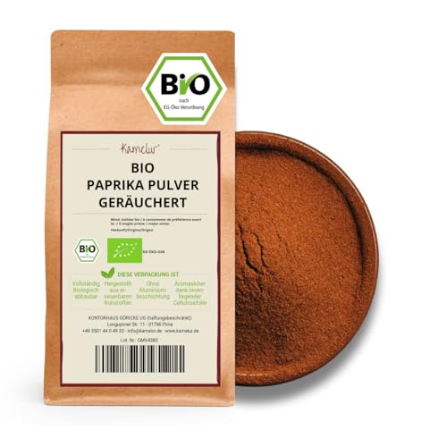 Kamelur 500g BIO Paprika edelsüß geräuchert - kalt geräuchertes BIO Paprikapulver, ohne Zusätze - smoked paprika in biologisch abbaubarer Verpackung von Kamelur