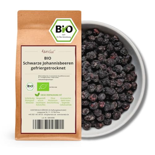 Bio Johannisbeeren schwarz gefriergetrocknet 500g- BIO Früchte aus getrockneten schwarzen Johannisbeeren von Kamelur