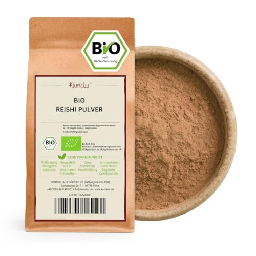 Kamelur 100g BIO Reishi Pulver – Pilzpulver ohne Zusätze, Asiatische Lebensmittel - Pilze BIO aus kontrolliert biologischem Anbau von Kamelur