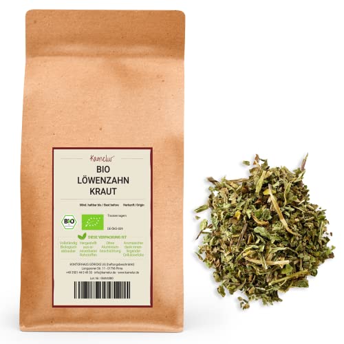 Kamelur 125g BIO Löwenzahntee ohne Zusätze – Löwenzahnblätter BIO getrocknet & geschnitten – BIO Löwenzahn Tee in biologisch abbaubarer Verpackung von Kamelur