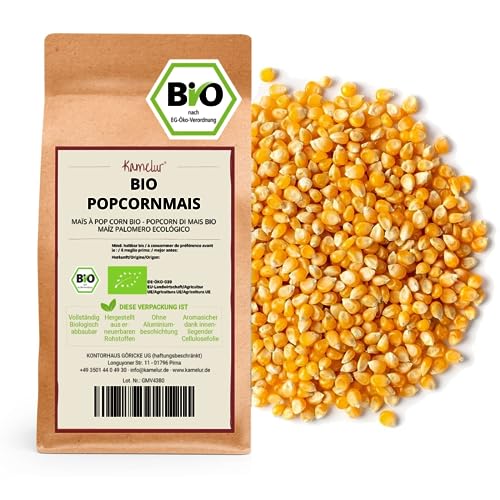 Kamelur 1kg BIO Popcorn Mais ohne Zusätze – BIO Puffmais für selbst gemachtes Popcorn – Popcornmais BIO in biologisch abbaubarer Verpackung von Kamelur
