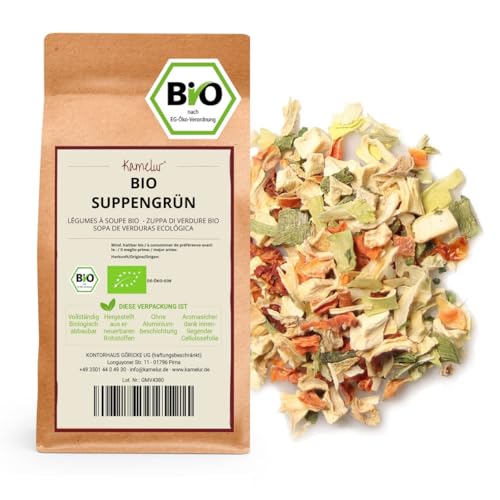 Kamelur 1kg BIO Suppengrün getrocknet – hochwertiges Suppengemüse aus Trockengemüse BIO – aromatisches Suppengewürz in biologisch abbaubarer Verpackung von Kamelur