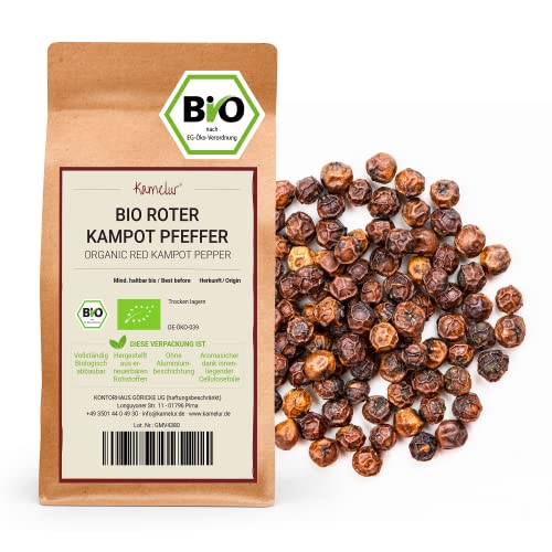 Kamelur 200g BIO Roter Kampot Pfeffer - die Pfefferrarität aus Kambodscha, ganze rote Pfefferkörner für die Pfeffermühle oder den Mörser Kampot Pfeffer rot BIO ohne Zusätze Kamelur 200g BIO Roter Kampot Pfeffer - die Pfefferrarität aus Kambodscha, ganze rote Pfefferkörner für die Pfeffermühle oder den Mörser Kampot Pfeffer rot BIO ohne Zusätze von Kamelur