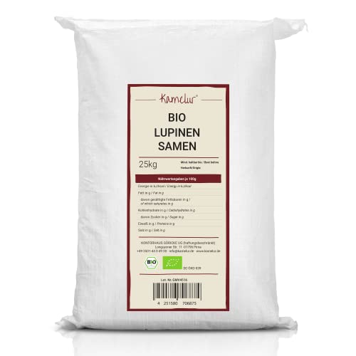 Kamelur 25kg BIO Lupinensamen – getrocknete Hülsenfrüchte ohne Zusätze, Süßlupinen – BIO Lupinen Samen in der Großpackung Kamelur 25kg BIO Lupinensamen – getrocknete Hülsenfrüchte ohne Zusätze, Süßlupinen – BIO Lupinen Samen in der Großpackung von Kamelur
