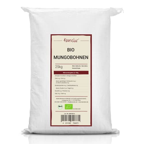 Kamelur 25kg BIO Mungobohnen getrocknet – Mungbohnen BIO ohne Zusätze – Mungobohnen BIO (mung beans) in der Großpackung von Kamelur