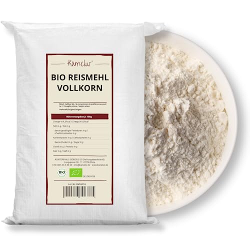 Kamelur Bio Reismehl (25kg) perfekt für Instant Rice Pudding - Vollkorn Bio Reis Mehl als Grundlage für Reispudding von Kamelur