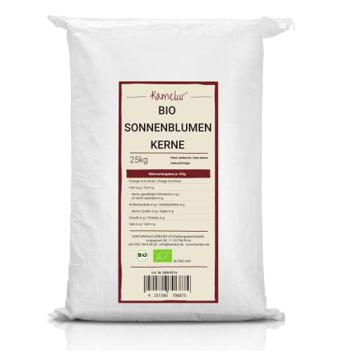 Kamelur BIO Sonnenblumenkerne geschält – 25kg - hochwertige Sonnenblumenkerne zum Backen & mehr - sunflower seeds von Kamelur