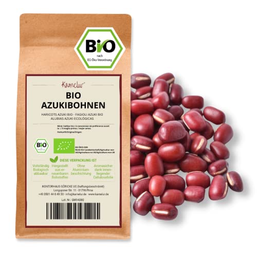 Kamelur 500g BIO Azukibohnen getrocknet - getrocknete Adzukibohnen BIO ohne Zusätze – BIO Bohnen getrocknet in biologisch abbaubarer Verpackung von Kamelur