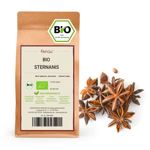 Kamelur 500g BIO Sternanis ganz - würzige und hochwertige BIO Anissterne, ohne Zusätze - Sternanis Kapseln in biologisch abbaubarer Verpackung von Kamelur