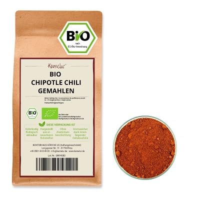 Kamelur BIO Chipotle Chili gemahlen 500g - Jalapeno Chilli Pulver - aus kontrolliert biologischem Anbau von Kamelur