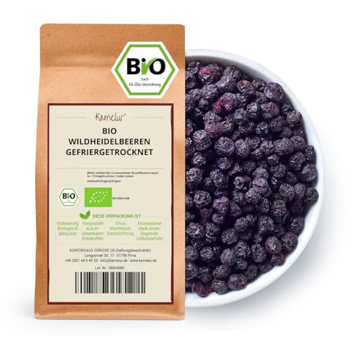 Kamelur BIO Wildheidelbeeren gefriergetrocknet (250g) - Wildblaubeeren Bio Früchte getrocknet von Kamelur