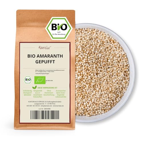 Kamelur Bio Amaranth Gepufft (1kg) Gepuffte Amaranth Samen für ein schmackhaftes Müsli von Kamelur