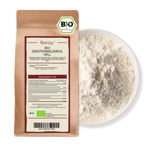 Kamelur Bio Backmalz hell aus Deutschem Anbau - 200g - Gerstenmalzmehl enzymaktiv & ohne Zusätze - Backmalz für Brot und Brötchen von Kamelur