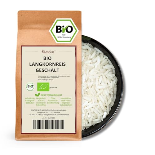 Kamelur Bio Langkornreis geschält (1kg) – Langkorn Reis, weiß, BIO aus kontrolliert biologischem Anbau von Kamelur