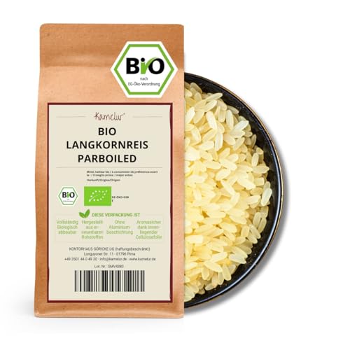 Kamelur Bio Langkornreis parboiled (1kg) – Langkorn Reis, weiß, gedämpft, BIO aus kontrolliert biologischem Anbau von Kamelur