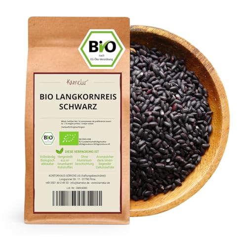 Kamelur Bio Langkornreis schwarz (1kg), schwarzer Vollkornreis Langkornreis BIO ohne Zusätze von Kamelur