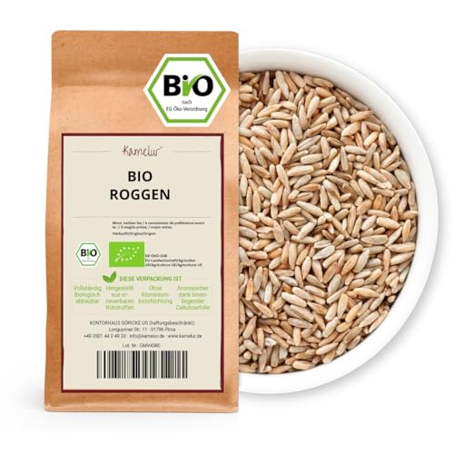 Kamelur Bio Roggen ganzes Korn (1kg), Roggenkoerner, hochwertiges Bio Getreide aus Deutschland von Kamelur
