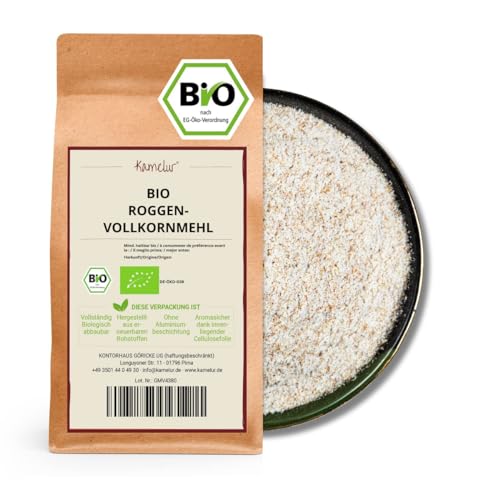 Kamelur Bio Roggenvollkornmehl (1kg) - Ideal für Roggenvollkornbrote, Sauerteigbrote und Mischbrote von Kamelur
