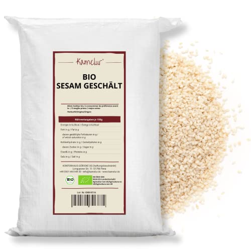 Kamelur Bio Sesam Geschält (25kg) - Sesamsamen Nicht Geröstet Und Ohne Zusätze von Kamelur