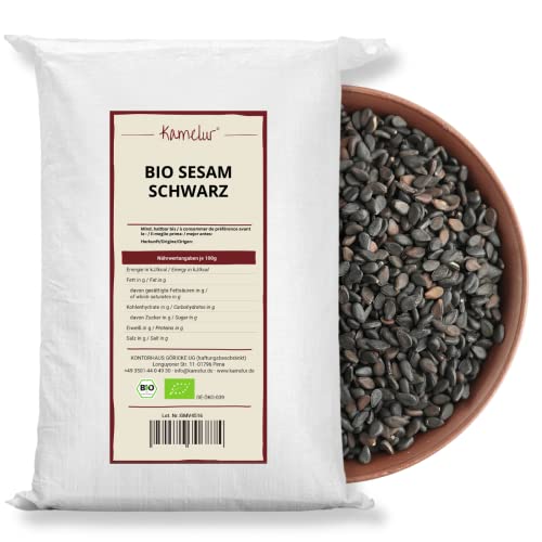 Kamelur Bio Sesam Schwarz (25kg) - Sesamsamen Nicht Geröstet Und Ohne Zusätze von Kamelur