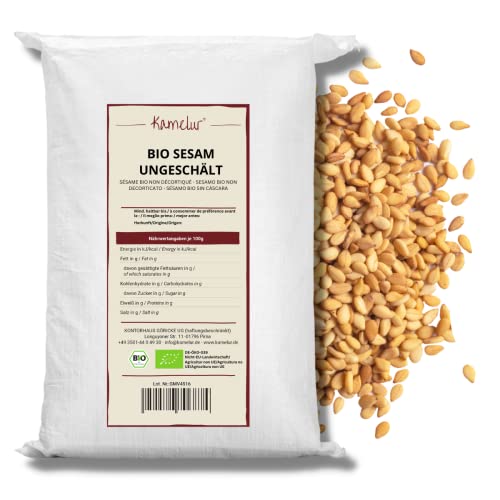 Kamelur Bio Sesam Ungeschält (25kg) - Sesamsamen Nicht Geröstet Und Ohne Zusätze von Kamelur